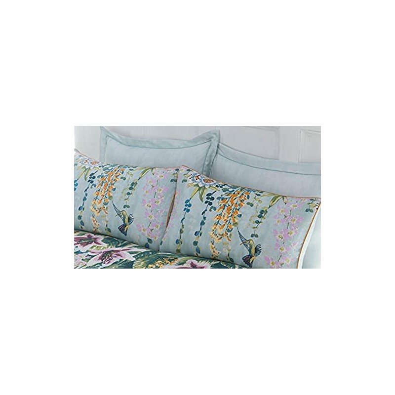 Paoletti Contemporary Hanging Gardens Oxford Pillowcase Set, Mint Green, One