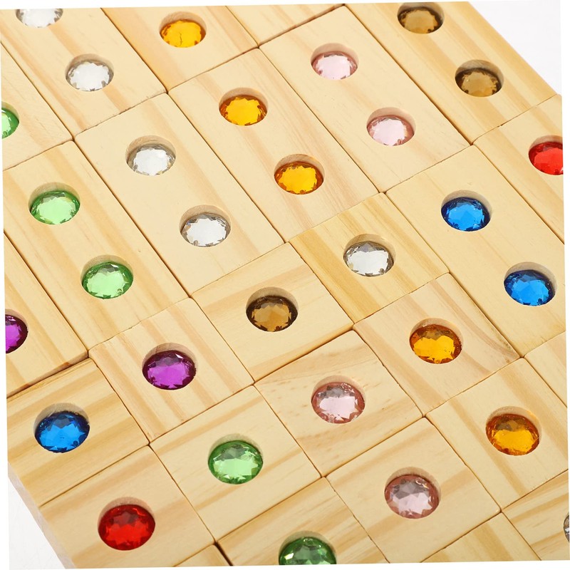 BESTonZON 1 Set Wooden Rainbow Blocks Stacking Blocks Rainbow Gemstone