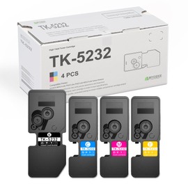 Myceke 4 Pack Compatible TK-5232 Toner Cartridge: TK-5232K TK-5232C TK-5232M TK-5232Y Toner Replacement TK5232 Toner for Kyocera ECOSYS M5521cdw P5021cdw P5021cdn M5521cdn Printer