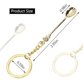 4PCS Mini Metal Spoons - Tiny Spoon Keychain Pendant - Small Decorative Spoon Necklace - Portable Tea Spice Salt Powder Scoop for Travel Camping Party Accessories (Gold Silver Rose Gold Black)