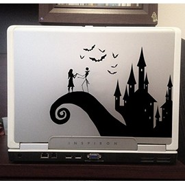 Nightmare Before Christmas Inspired Jack Sally and the Castle Car Truck Laptop Tablet Vinyl Decal Sticker 8 Inches Black