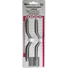 Set of 4 Braided Knitting Needles Strength 2.5 – 3 – 4 – 5 – 12 mm, Length/13 cm, Cable Knit, Knitting Needles, Knitting Needles, Accessories, 2868