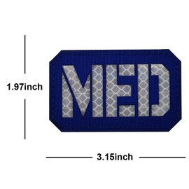 Reflective MED Patch IR Infrared EMT EMS Paramedic Medical Star of Life Embroidered Fabric Morale Emblem Patches Loop Hook Applique Fastener Backing (Blue)