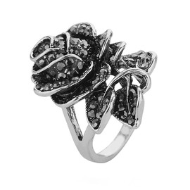 LIFKOME 1Pc Antique Black Rose Ring with Petals Vintage Design Accessory present for Friends and Loved Ones Eye Catching and Durable