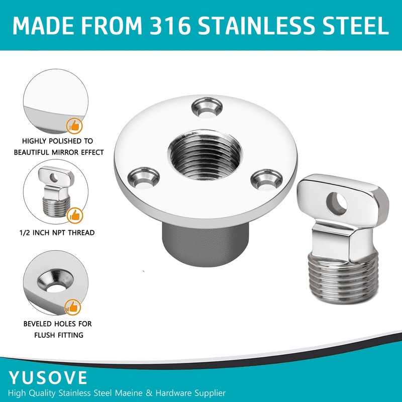Marine Drain Plug Kit 316 Stainless Steel Boat Drain Plug