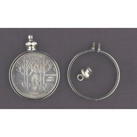 BeadExplosion 25 Cent / USA Quarter Coin Holder Bezel ~ for Charm, Necklace, Pendant, Display (Pack of 4)