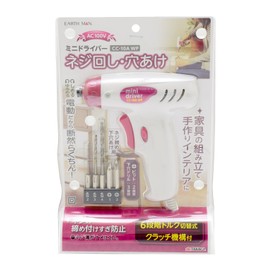 Takagi CC-10AWP Earth Man Mini Screwdriver, AC 100 V, Corded Type, Pink with 6 Torque Levels, Switching Type, Furniture Assembly
