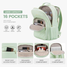 LOVEVOOK Laptop Backpack for Women 17.3 inch,Cute Womens Travel Backpack Purse,Professional Laptop Computer Bag,Waterproof Work Business College Teacher Bags Carry on Backpack with USB Port,Cyan Green