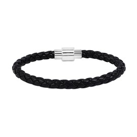 MILAKOO Classic Braided Leather Bracelets for Women Men Black PU Cuff with Clasp Wristband