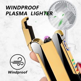 TIKIUKI Arc Lighter Electric Lighters Rechargeable Windproof Flameless Plasma Lighter with Led Display Cute Lighters (Black)