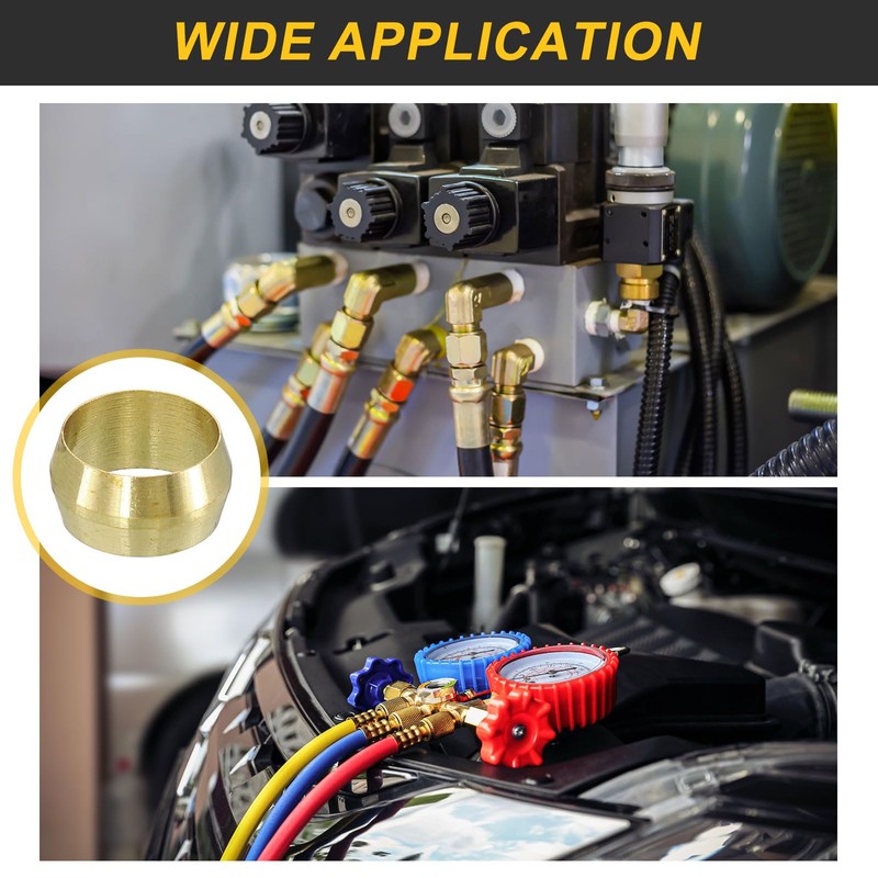 sourcing map 30Pcs Fit for 3/8" Tube OD Brass Compression