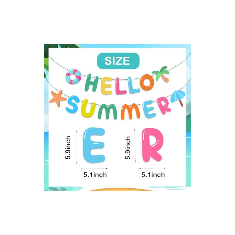 Cartel de "Hello Summer", decoraciones de fiesta de verano