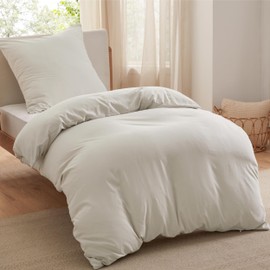 BEDSURE Bed Linen 135 x 200 cm 2-Piece Natural Soft Prewashed Oeko-Tex Polyester Microfibre Bed Linen Set, 1 Duvet Cover 135 x 200 cm with Zip and 1 Pillowcase 80 x 80 cm