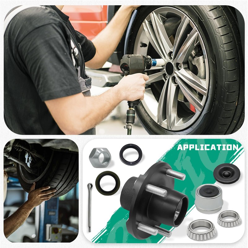 2 Sets 2000lb Trailer Hub Kit 5 Bolt 4.5" Trailer