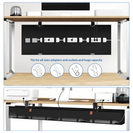 Zilink No Dril Under Desk Cable Management Tray 40" Cord Organizer for Table Clamp/Screw Mount Premium Fabric Cable Management Tray for Home Office Gaming Desk
