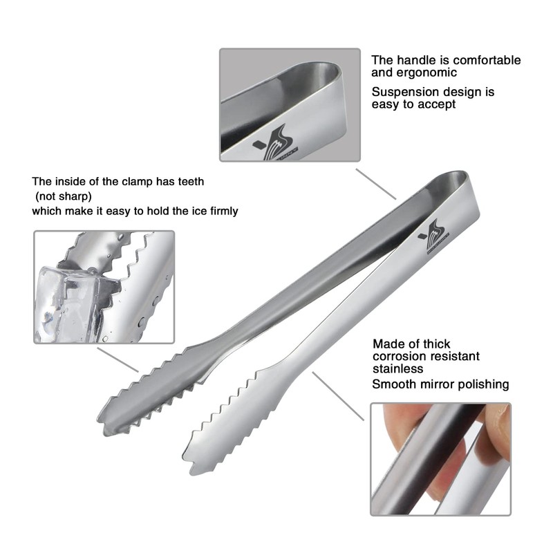MSY BIGSUNNY 7 inches Ice Tongs, Stainless Steel Cube Sugar