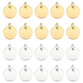 UNICRAFTALE 24pcs Flat Round Blank Tag Charms Stainless Steel Blank 2 Colors Metal Small Tags Stamping Dangle Charm for Earring Jewelry Making