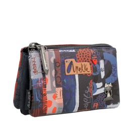 Anekke - Women's Purse – Leather Purse with 3 Compartments and Zip Closure – Anekke Contemporary – Women's Accessories and Accessories – Measures 12 x 7 x 4 cm, multicoloured