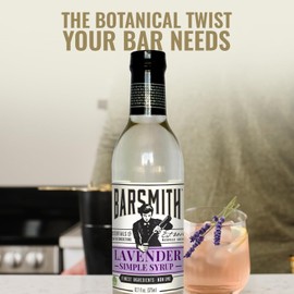 Barsmith Lavender Simple Syrup - Smooth Floral Sweetness w/Natural Flavor - Gluten Free & Non-GMO Cocktail Syrup - Perfect For Lavender Collins, French 75, Old Fashioned & Teas - 12.7oz (Pack of 1)