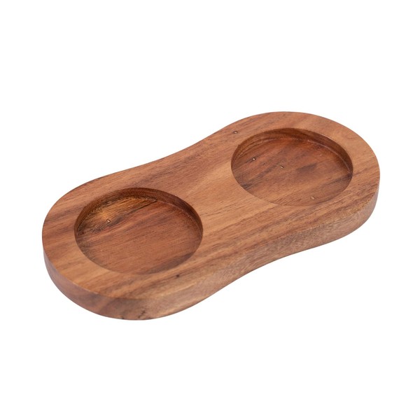 DeroTeno Salt and Pepper Mill Tray, Acacia Wood, Pepper Grinder Rest, Dining Table Protector, Inner Dia 6.8 cm (Pepper Mill and Salt Mill are not Included)