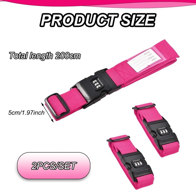 Luggage Strap with Combination Lock, Pack of 2 Luggage Strap,