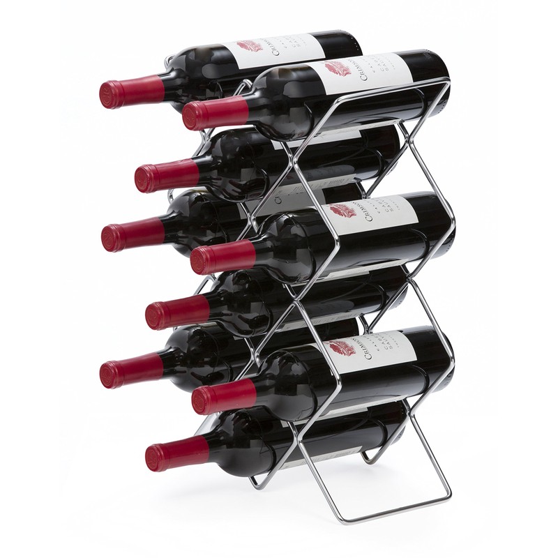 Mango Steam 10 Bottle Wine Rack, Silver