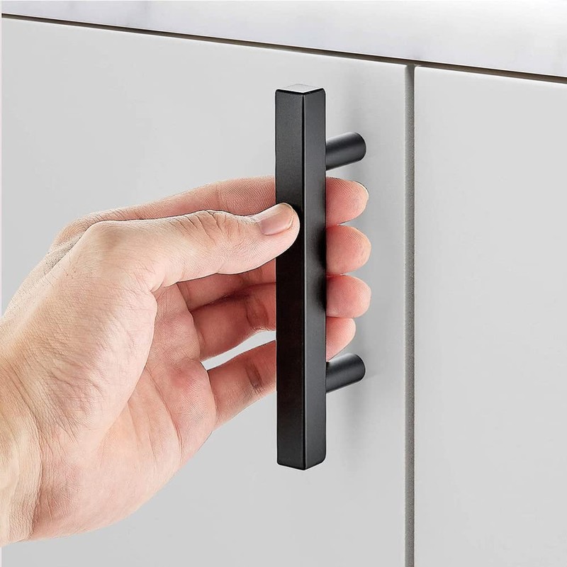 CONPHERON 2 Pcs Black Kitchen Cupboard Handles Stainless Steel T