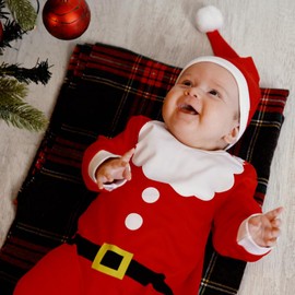 Hifot My First Christmas Baby Girl Boy Romper Christmas Outfits Newborn Long Sleeve Jumpsuit + Hat Infant Clothes Set Red