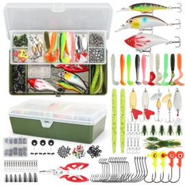TCMBY Fishing Lures, 236Pcs Tackle Box with Tackle Included, Crankbaits, Spoon, Hooks, Weights & Fishing Accessories, Fishing Bait Lure Gear Kit Gift for Men Bass Freshwater