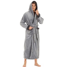 ccko Mens Robe with Hood, Big and Tall Warm Soft Plush Robes for Men, Men's Bathrobe with Pockets for Bath Shower