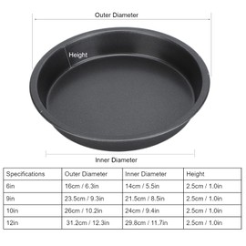 2 Pcs Non-Stick Round Pizza Pan, Deep Thickened Carbon Steel Baking Tray 6/9/10/12 inch Pizza Pan Cooking Tools for Oven Baking Pies Cakes Bread(6in)