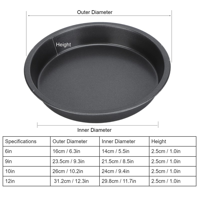 2 Pcs Non-Stick Round Pizza Pan, Deep Thickened Carbon Steel