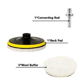 7 Pieces Diameter 75 mm Polishing Pads Lambskin Pad Polishing Pad Polishing Pad Polishing Set with Velcro Pad + M10 Drill Adapter Wool Polishing Hood Lambwool Polishing Fur for Car Polishing Machine