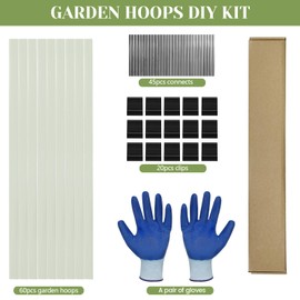 Greenhouse Hoops 60pcs, Sunwuk Garden Hoops for 1-3.5ft Wide Raised Bed, 15 Sets of 5.6ft Long Super Bendable Fiberglass Support Hoops Frame, Mini Greenhouse Flat for Row Cover (S Size)