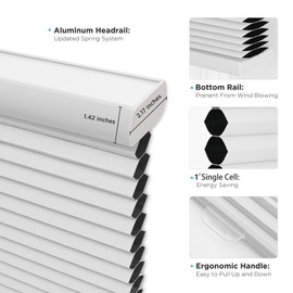 Joydeco Joydeco Cellular Shades Cordless, Blackout Shades Cellular Blinds for Indoor Windows, Blackout Blinds Honeycomb Blinds Window Shades for Thermal Insulated & Noise Reduction (White, 31" W x 64" H)