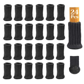 Merysan Pack of 24 Chair Leg Socks, Furniture Socks with Felt Pads, Elastic Knitted Furniture Booties, Double Layered, Non-Slip Floor Protection Chair Protectors, Avoid Scratches and Noise