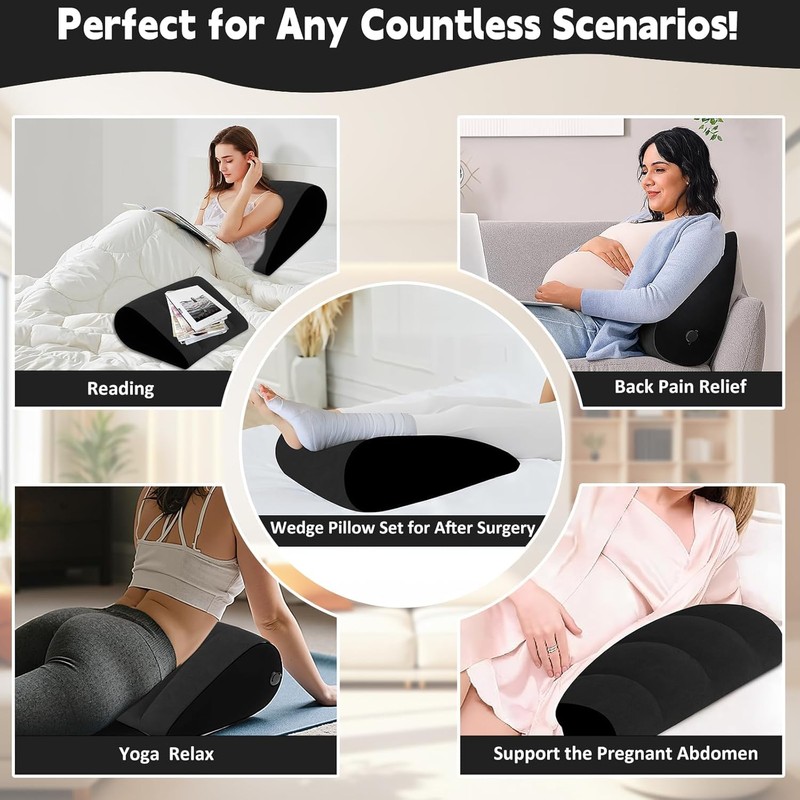 TheClover Inflatable Wedge Pillow for Sleeping - Leg Elevating Pillow