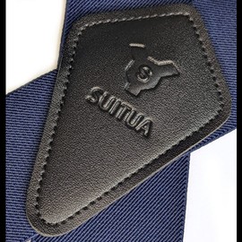 SUITUA - Tirantes para hombre, tirantes ajustables para hombre, espalda x 2 pulgadas de ancho, tirantes ajustables para hombre con clips resistentes, marino, Talla única