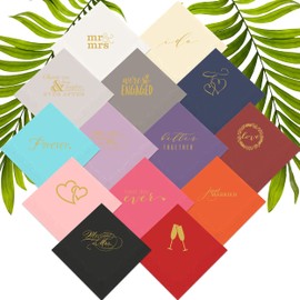 Weddingstar 3-Ply Gold Foil Cocktail Napkins White - Linked Double Hearts