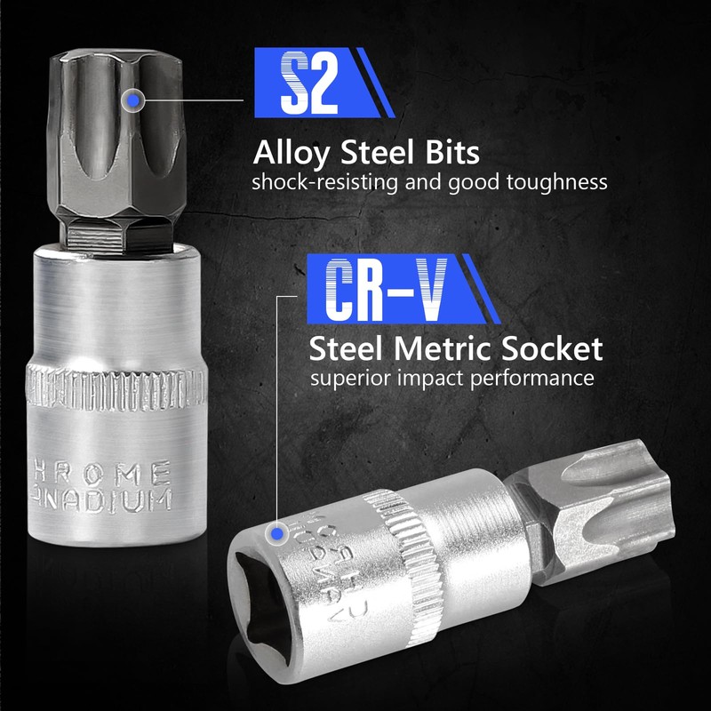 Drive Male Female Torx Star Bit Socket E-Socket Set Handheld