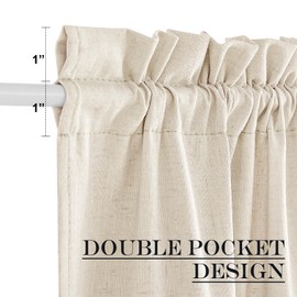 NICETOWN Linen Blackout French Door Curtain, Privacy Thermal Insulated Window Panel for Glass/Front/Sliding/Patio Doors, 1 Panel (30" Wide x 72" Long, Light Beige)