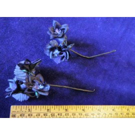 Millinery Flower Doll Size 1" Dark Blue 2pc Lot for Hat Wedding or Hair Y221