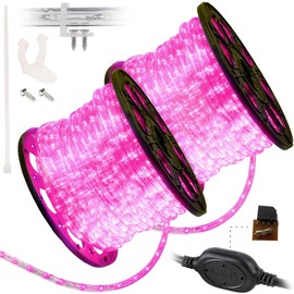 WYZworks 3312LEDs 300ft LED Outside Rope Lights, Outdoor ETL Certified Waterproof Permanent 360 Degree Light Emitting, Flexible Tube, Connectable, Christmas Palm Tree Exterior Landscape, Pink