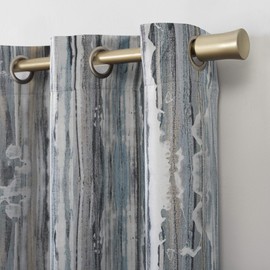 Sun Zero Artifact Abstract Painting Blackout Grommet Curtain Panel, 40" x 95", Blue