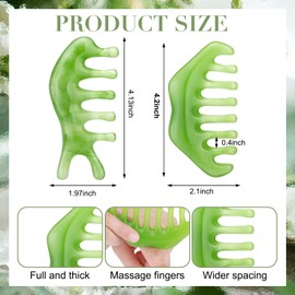 Geiserailie 2 Pieces Jade Combs Massage Stone Hair Gua Sha Scraping Scalp Comb Facial Massage Tool Multifunctional Handheld Head Tools Head Caring Therapy Mother's Day Gift (Fashion Style)