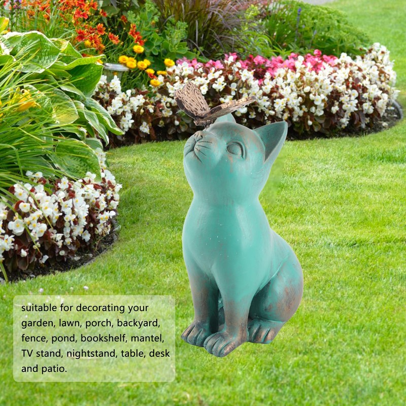 Cat with Ornament, Resin Cat Statue, Retro Style, Mottled Texture,