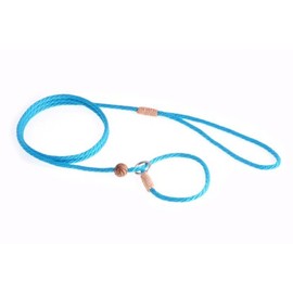 Alvalley Nylon Dog Training Leash with Stopper - Adjustable Nylon Rope Comes with Braided Leather at Ends - Tagua Bead Stopper Slip Lead - Suitable for Walking, and Training