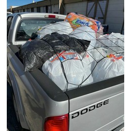 EACCESSORIES EA Cargo Net Bed Tie Down Hooks for Dodge Dakota Mid Size Long Bed 60" x 98" – Mesh Bed Cargo Net for Pickup Truck – Premium Mesh Elastic Car Truck Organizer– Compatible with Dodge Dakota