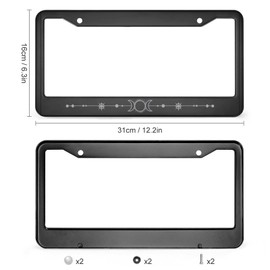 FoDuoDuo Triple Moon - Triple Goddess Laser Etched License Plate Frame Aluminum Black Car Cover Tag Holder with 2 Holes License Plate Cover 12 x 6 Inch (frame-118)