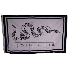 "Flags & Signs" 3x5 Embroidered Sewn Join Or Die B/W Cotton Flag 3'x5' 3 a-1-68